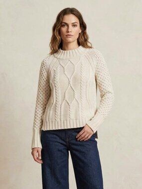 rag & bone Brody Cable Knit 100% Wool Sweater XS Ivory Off White Cream